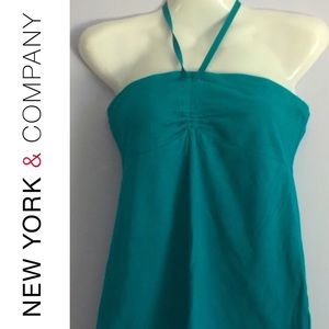 New York & company teal halter shirt size S